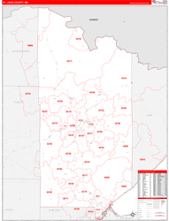 St. Louis County, MN Wall Map Zip Code Red Line Style 2024